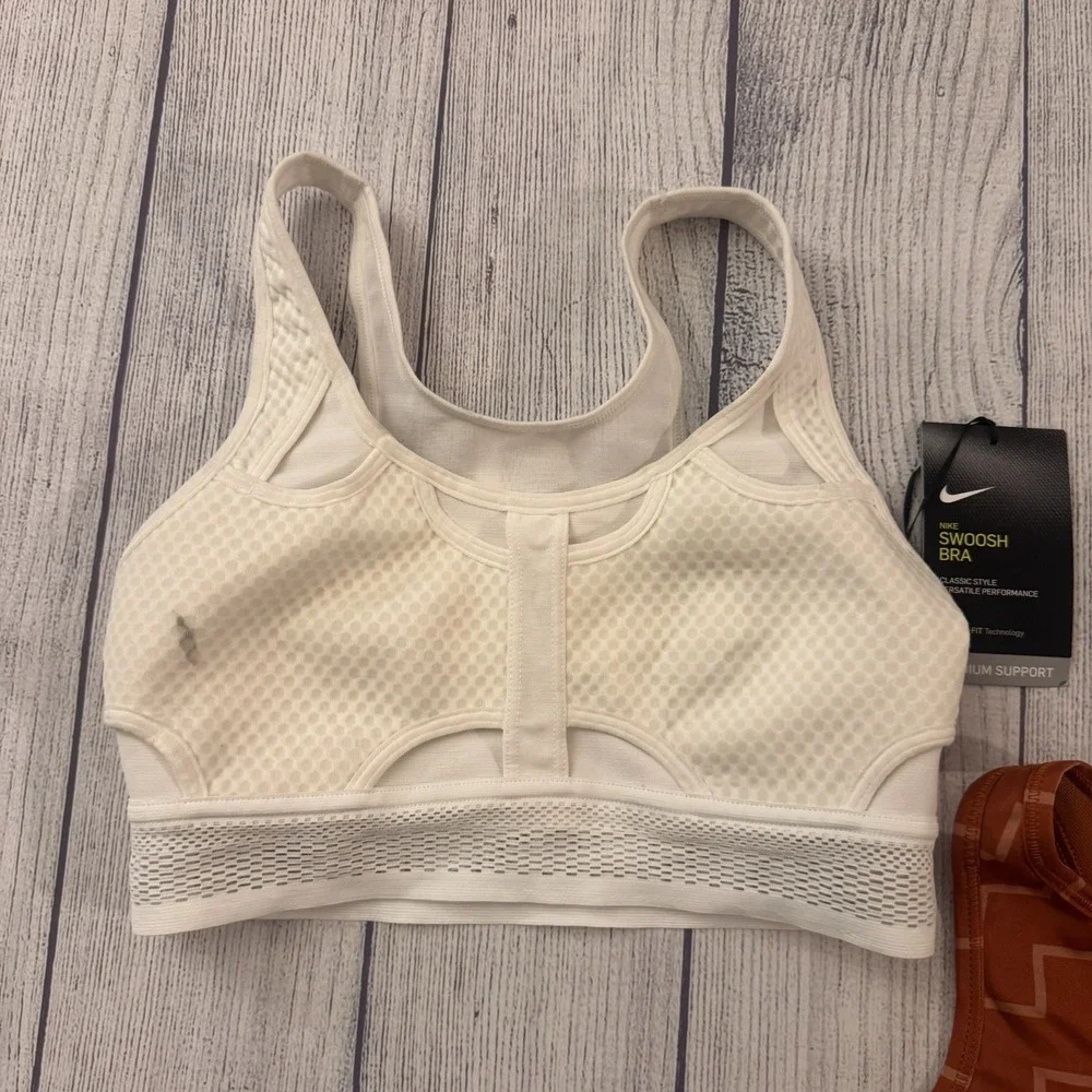 Nike Women's Sports Bra Lot 2 Dri-FIT Swoosh Medium Support XS Orange White